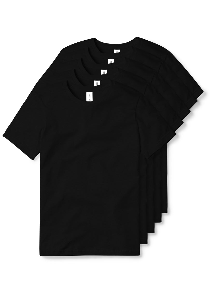 Essential T-Shirt - Black - 5 Pack