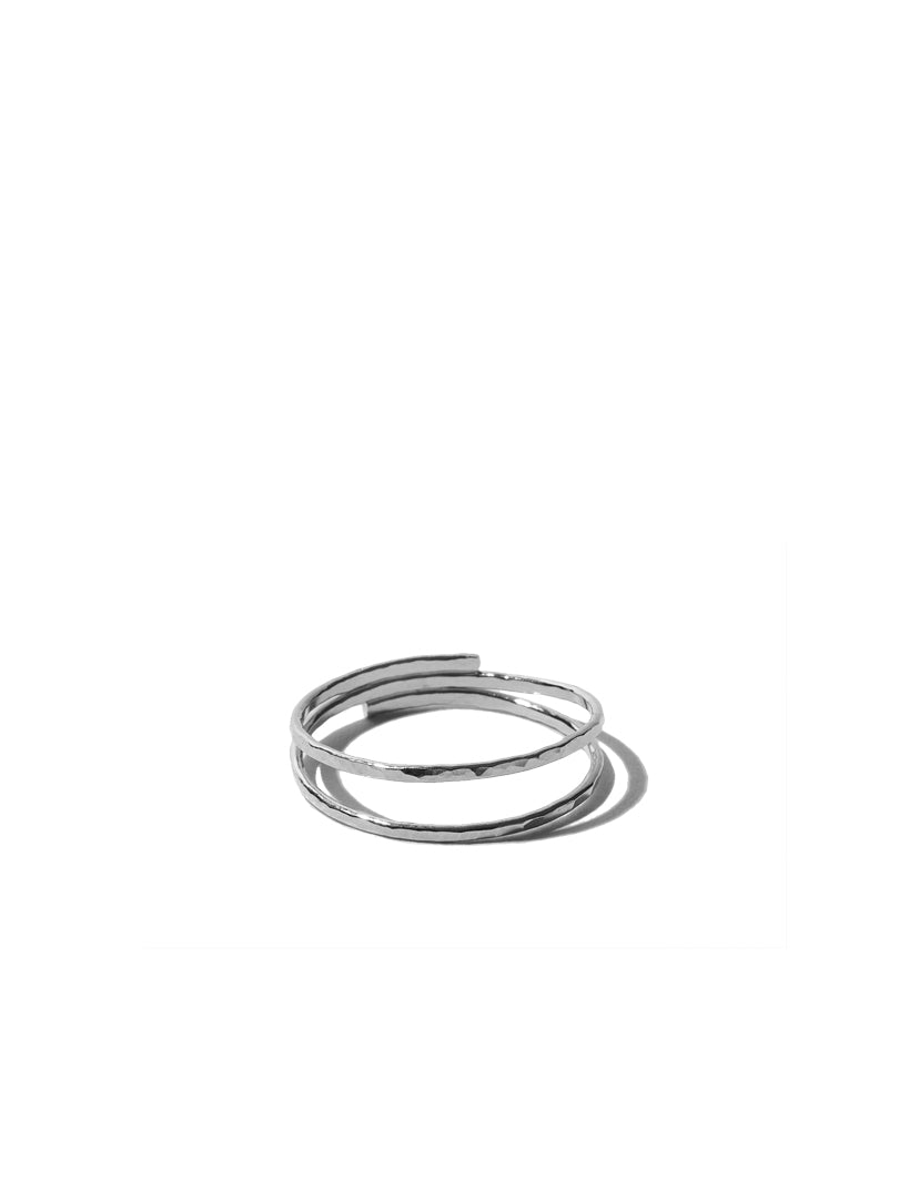 Double Hammered Ring - Silver