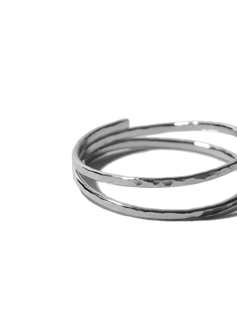Double Hammered Ring - Silver