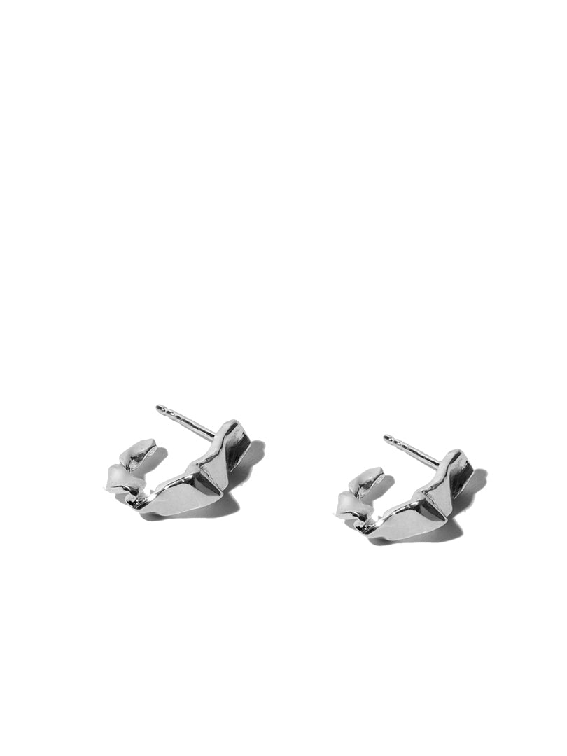 Earrings Small Hoops Ribbon - Silver