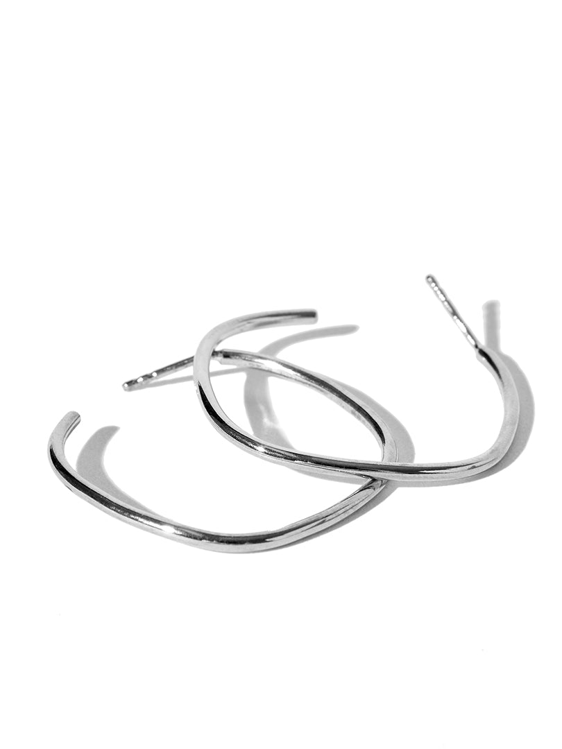 Square Wire Hoops - Silver