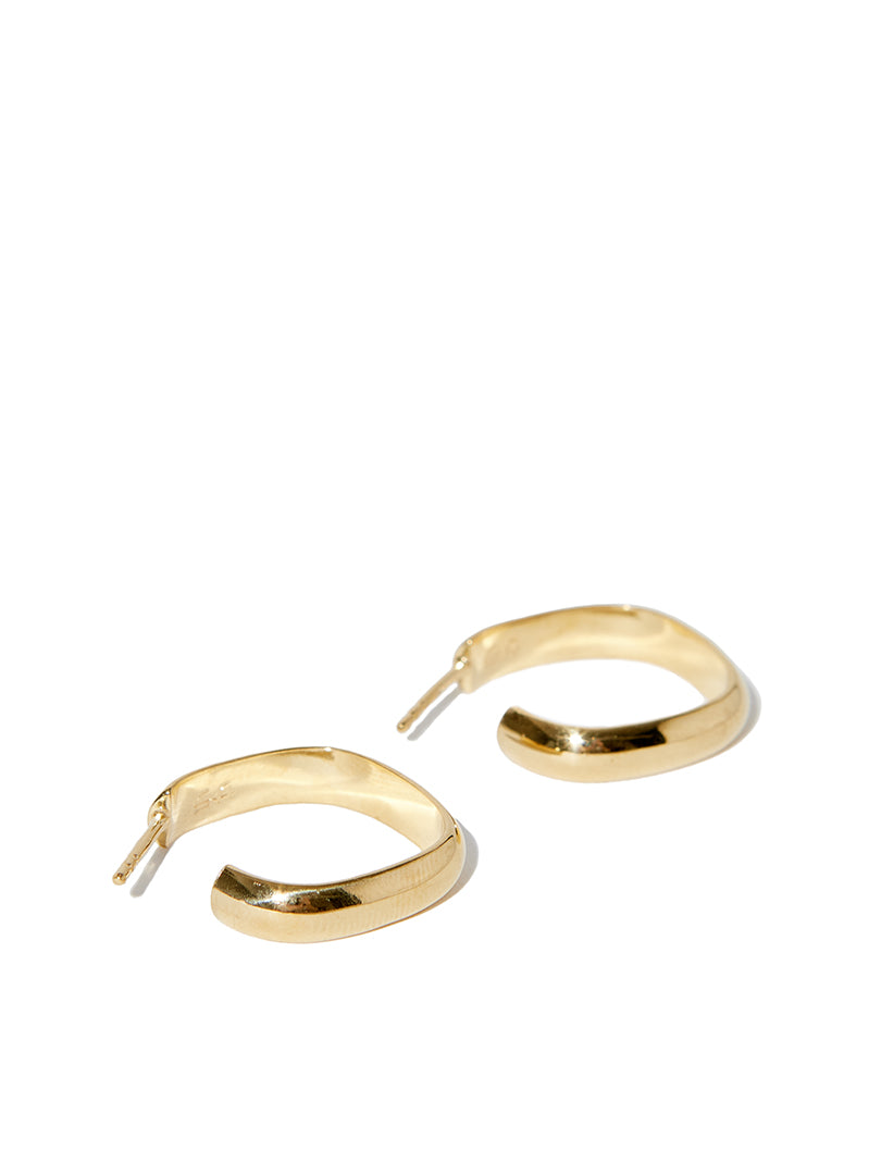 Small Square Half Round Hoops - Gold vermeil